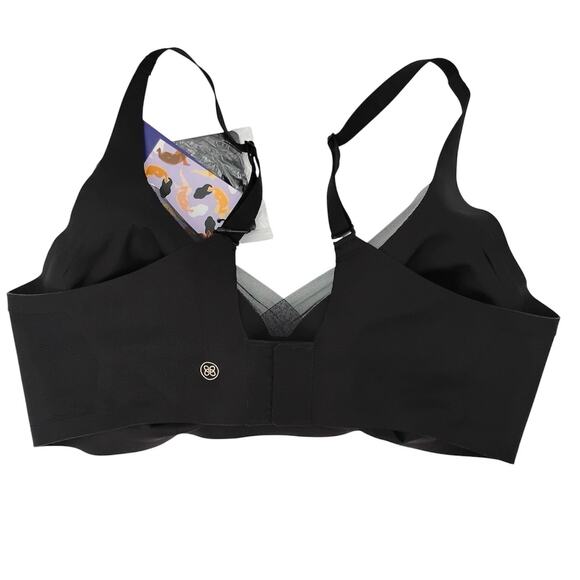 New Honeylove Crossover V Neck Mesh Wireless Bra Black Removable Pads Large - Picture 2 of 3